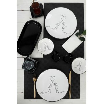 Set de mic dejun, Hermia, 275KRM1601, Antibacterian, Alb/Negru