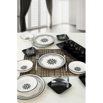 Set de mic dejun, Hermia, 275KRM1609, Antibacterian, Alb/Negru