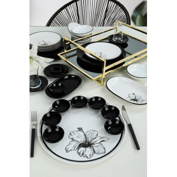 Set de mic dejun, Hermia, 275KRM1701, Antibacterian, Alb/Negru