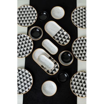 Set de mic dejun, Keramika, 275KRM1958, Ceramica , Nu absoarbe apa, Alb/Negru