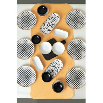Set de mic dejun, Keramika, 275KRM1959, Ceramica , Nu absoarbe apa, Alb/Negru