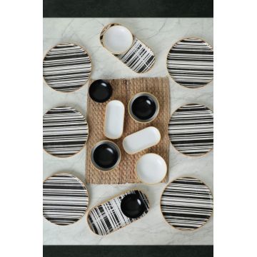 Set de mic dejun, Keramika, 275KRM1960, Ceramica , Nu absoarbe apa, Alb/Negru
