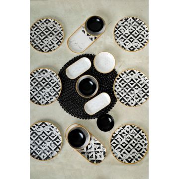 Set de mic dejun, Keramika, 275KRM1962, Ceramica , Nu absoarbe apa, Alb/Negru