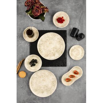 Set de mic dejun, Noble Life, 721NBL3158, Portelan  ,  Farfurie intinsa 22 cm, Crem