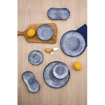 Set de mic dejun, Noble Life, 721NBL3162, Portelan  ,  Farfurie intinsa 22 cm, Albastru