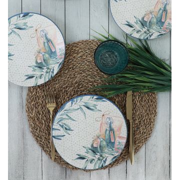 Set farfurii din ceramica pentru desert, Hermia, 275KRM1391, Antibacterian, Multicolor