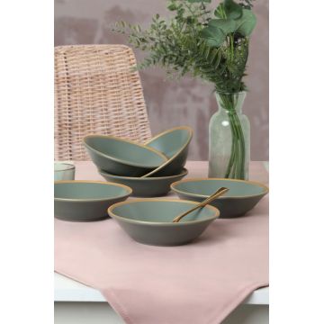 Set farfurii, Keramika, 275KRM1878, Ceramica , Nu absoarbe apa, Verde