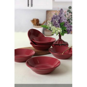 Set farfurii, Keramika, 275KRM1879, Ceramica , Nu absoarbe apa, Rosu