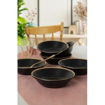 Set farfurii, Keramika, 275KRM1904, Ceramica , Nu absoarbe apa, Negru