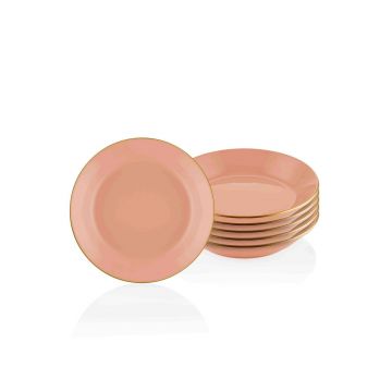 Set farfurii, Mia, 742TMA3318, Ceramica, Roz somon