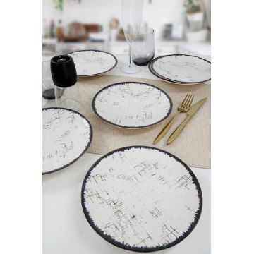Set farfurii pentru desert, Hermia, 275KRM1264, Crem/Negru