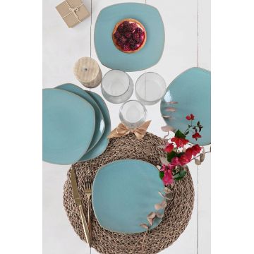 Set farfurii din ceramica pentru desert, Hermia, 275KRM1274, Turcoaz