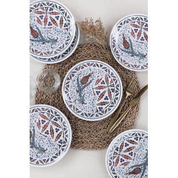 Set farfurii din ceramica pentru desert, Hermia, 275KRM1371, Antibacterian, Alb