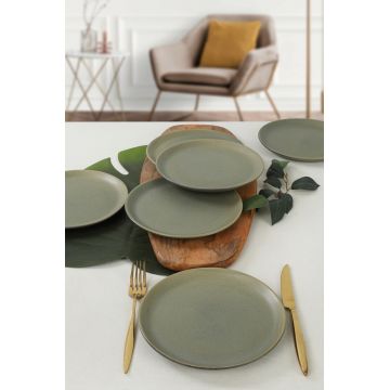 Set farfurii din ceramica pentru desert, Hermia, 275KRM1582, Antibacterian, Verde