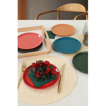 Set farfurii din ceramica pentru desert, Hermia, 275KRM1584, Antibacterian, Multicolor