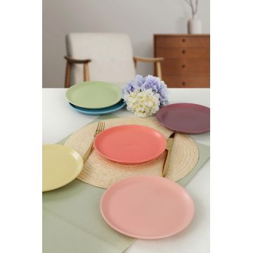 Set farfurii din ceramica pentru desert, Hermia, 275KRM1585, Antibacterian, Multicolor