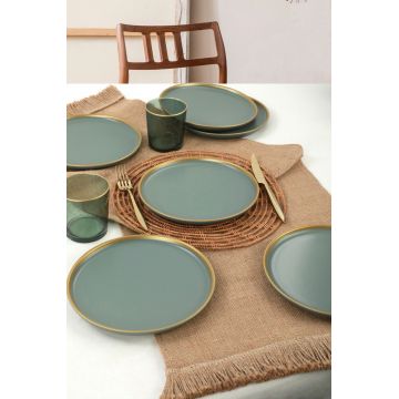 Set farfurii din ceramica pentru desert, Hermia, 275KRM1704, Antibacterian, Verde