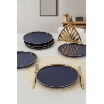 Set farfurii pentru desert, Keramika, 275KRM1705, Ceramica, Bleumarin/Auriu