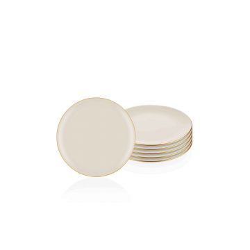 Set farfurii din ceramica pentru desert, Hermia, 742TMA3302, Crem