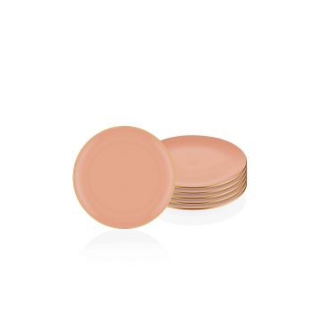 Set farfurii pentru desert, Mia, 742TMA3316, Ceramica, Roz somon