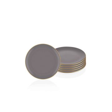 Set farfurii din ceramica pentru desert, Hermia, 742TMA3323, Gri