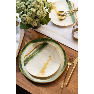 Set farfurii, Hermia, 490TLU1126, Farfurie desert: 19 x 19 x 2 cm (6 bucăți), Multicolor