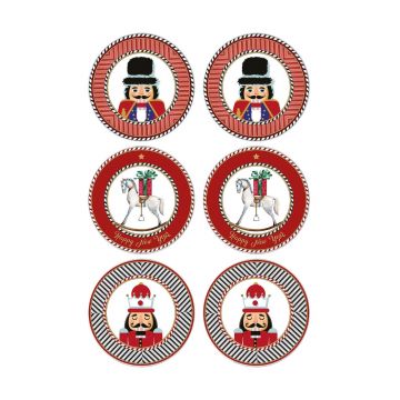 Set platouri servire desert, Hermia, 280TMA1621, Roșu / Alb / Gri