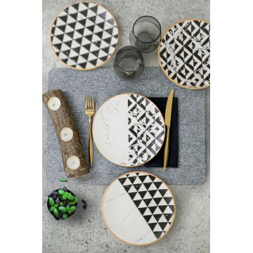 Set platouri servire desert, Hermia, 275KRM1634, Antibacterian, Alb/Negru