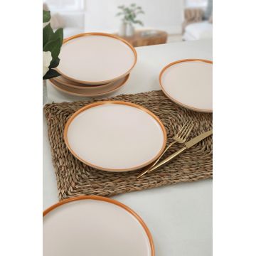 Set platouri servire desert, Keramika, 275KRM1903, Ceramica , Nu absoarbe apa, Crem / Aur