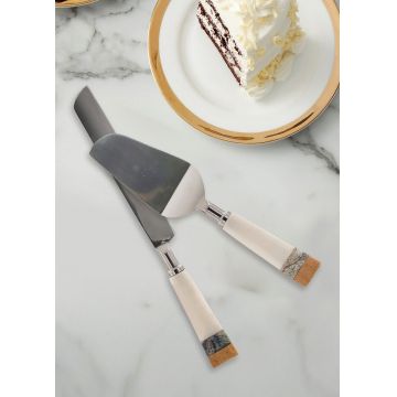 Set platouri servire desert, Hermia, 280TMA1899, Galben/Alb