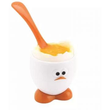 Suport din Plastic pentru Oua, cu Lingurita, Forma Pui, Perfect Home