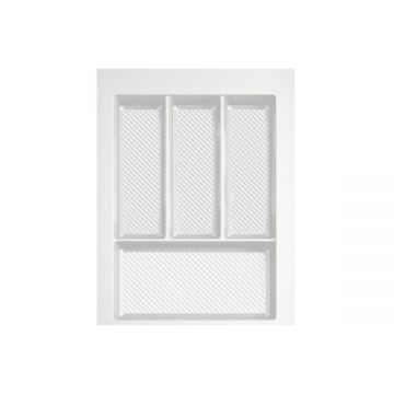 Suport organizare tacamuri Max, alb, pentru latime exterioara corp 400 mm, montabil in sertar de bucatarie, 490x350 mm