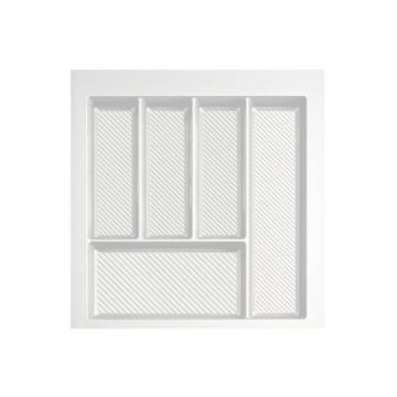 Suport organizare tacamuri Max, alb, pentru latime exterioara corp 500 mm, montabil in sertar de bucatarie, 490x450 mm