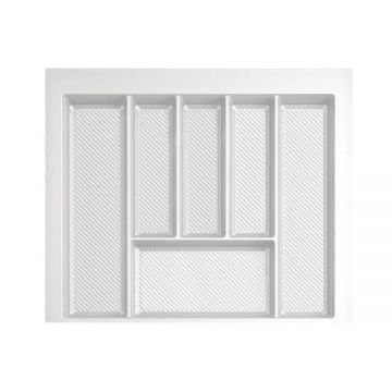 Suport organizare tacamuri Max, alb, pentru latime exterioara corp 600 mm, montabil in sertar de bucatarie, 490x550 mm