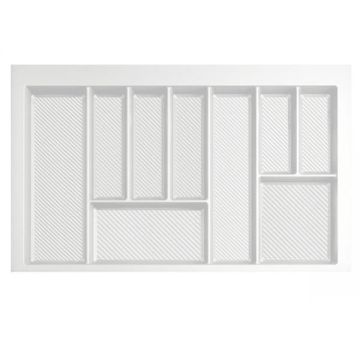 Suport organizare tacamuri Max, alb, pentru latime exterioara corp 800 mm, montabil in sertar de bucatarie, 490x750 mm