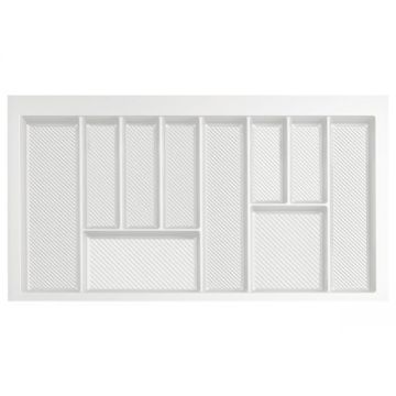 Suport organizare tacamuri Max, alb, pentru latime exterioara corp 900 mm, montabil in sertar de bucatarie, 490x850 mm
