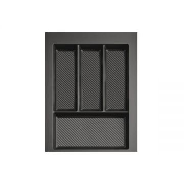 Suport organizare tacamuri Max, gri grafit, pentru latime exterioara corp 400 mm, montabil in sertar de bucatarie, 490x350 mm