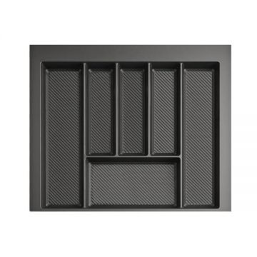 Suport organizare tacamuri Max, gri grafit, pentru latime exterioara corp 600 mm, montabil in sertar de bucatarie, 490x550 mm