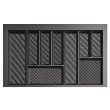 Suport organizare tacamuri Max, gri grafit, pentru latime exterioara corp 800 mm, montabil in sertar de bucatarie, 490x750 mm