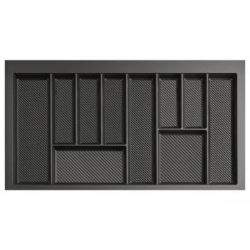 Suport organizare tacamuri Max, gri grafit, pentru latime exterioara corp 900 mm, montabil in sertar de bucatarie, 490x850 mm