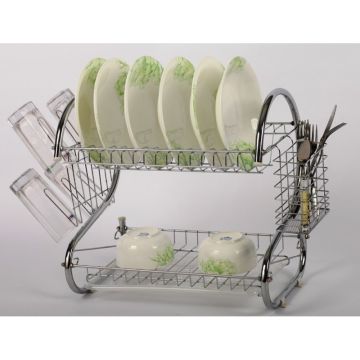 Suport Vase, Cromat, cu Tava din Plastic si Suport Tacamuri, 40.50x25x37.50 cm, Grunberg GR8051