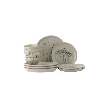 Serviciu de  masa 12 piese, Bloomingville, Bea, ceramica, natural