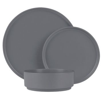 Serviciu de masa 18 piese Berlinger Haus, Aspen, ceramica, gri mat