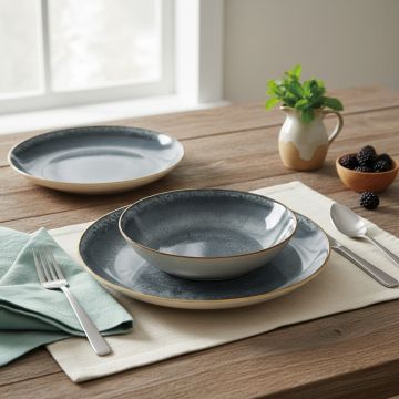 Serviciu de masa 18 piese Berlinger Haus, Aspen, ceramica, gri