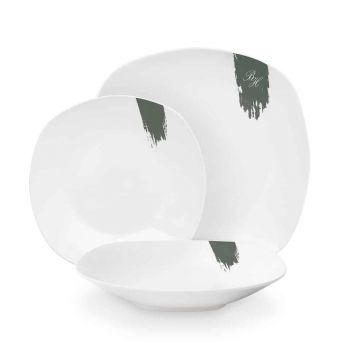 Serviciu de masa 18 piese Berlinger Haus, Matte Green, portelan, alb/verde