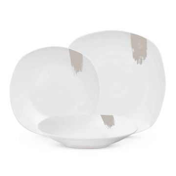 Serviciu de masa 18 piese Berlinger Haus, Sahara, portelan, alb/bej