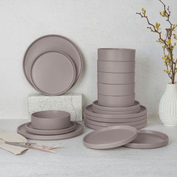 Serviciu de masa 18 piese Berlinger Haus, Taupe, ceramica, taupe mat