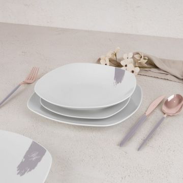 Serviciu de masa 18 piese Berlinger Haus, Taupe, portelan, alb/taupe