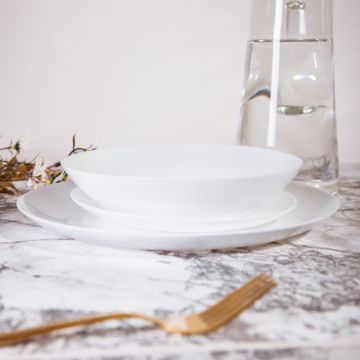 Serviciu de masa 18 piese Capri, Homla, sticla, alb