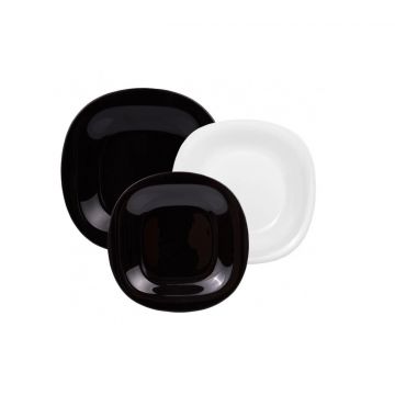 Serviciu de masa 18 piese, Luminarc, Carine, opal, alb/negru